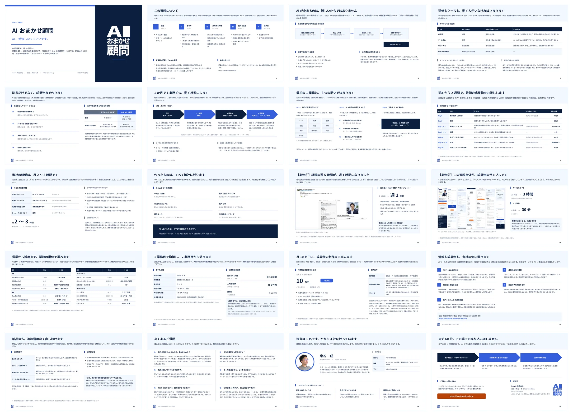 AIが組んだサービス資料20ページの一覧